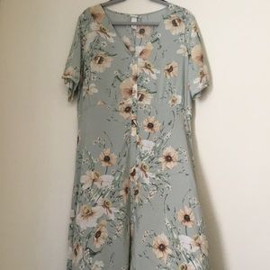 Mint Green Floral Midi Dress